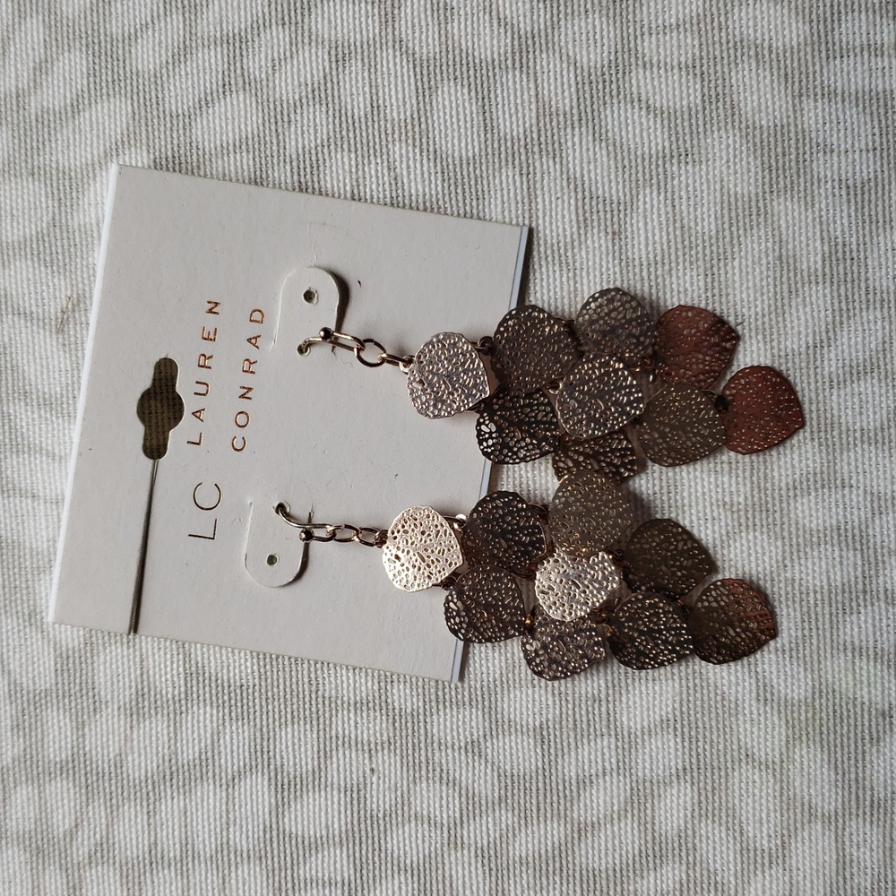 LC Lauren Conrad Silver Leaf Dangle Earrings - $5 Add-On
